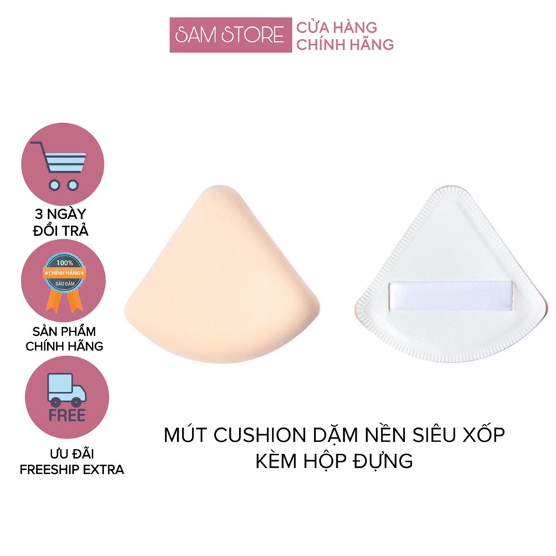 Mút trang điểm siêu xốp kèm hộp nhiều hình dáng mềm mại sử dụng được khô và ướt