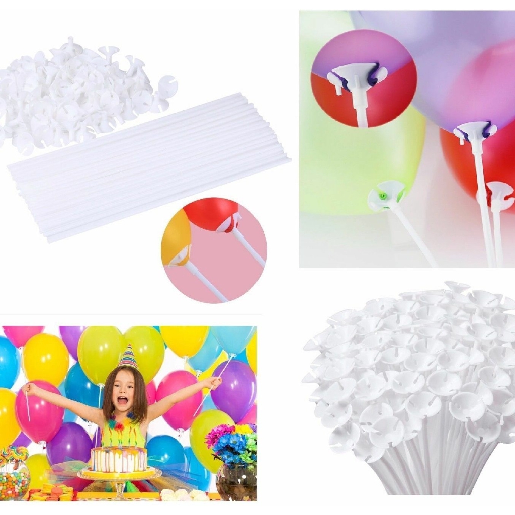 100 Đế Gắn Bong Bóng Màu Trắng 40cm Mới