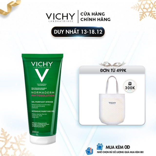 Sữa rửa mặt dạng gel làm sạch sâu giảm bã nhờn Vichy Normaderm Phytosolution 200ml