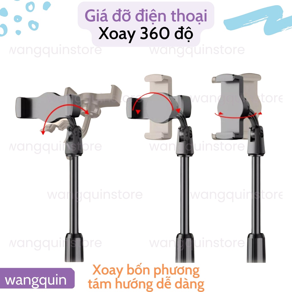 Giá Đỡ Điện Thoại livestream để Treo Kẹp Quay Phim Ghi Hình xem video Ổn Định Xoay 360 Độ - Chiều Cao 384mm cao cấp