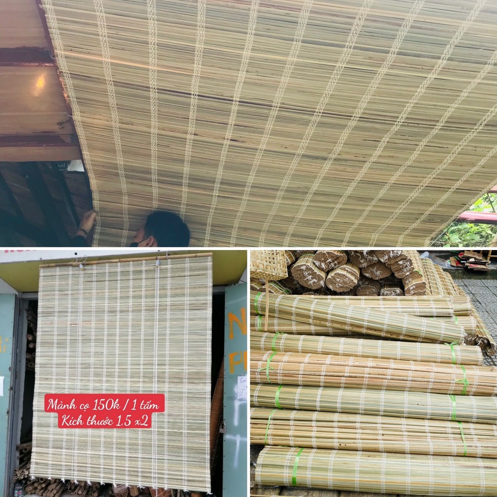 Mành tre che năng ngoài trời siêu đẹp siêu rẻ có dây kéo và thanh treo