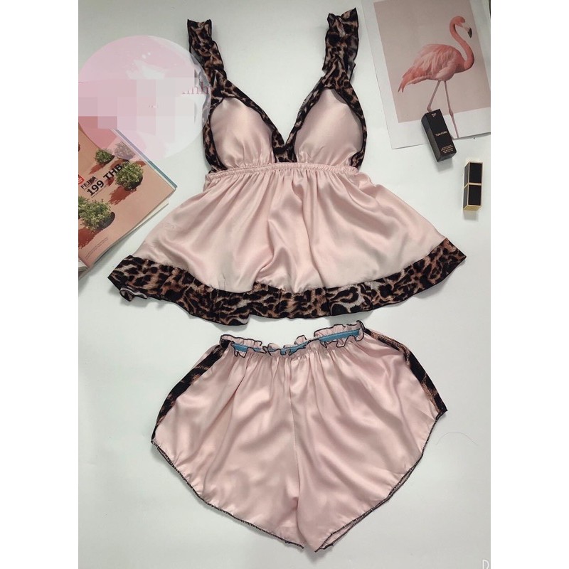 Set Đồ Ngủ Lụa Sexy Viền Dây Beo. Có mút nâng ngực cực sexy | BigBuy360 - bigbuy360.vn