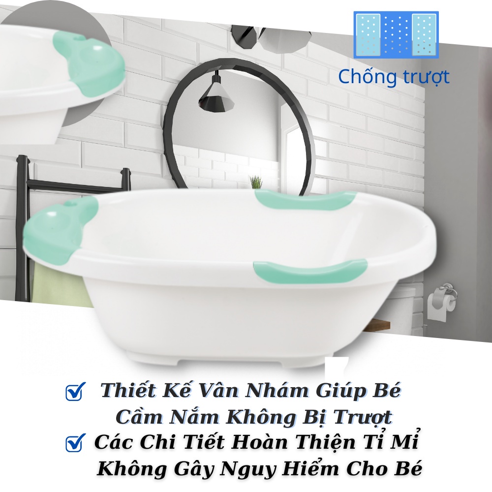 Chậu tắm cho bé sơ sinh inochi Notoro loại to 120L gấp để gọn Tựa Thau rửa mặt gáo nước