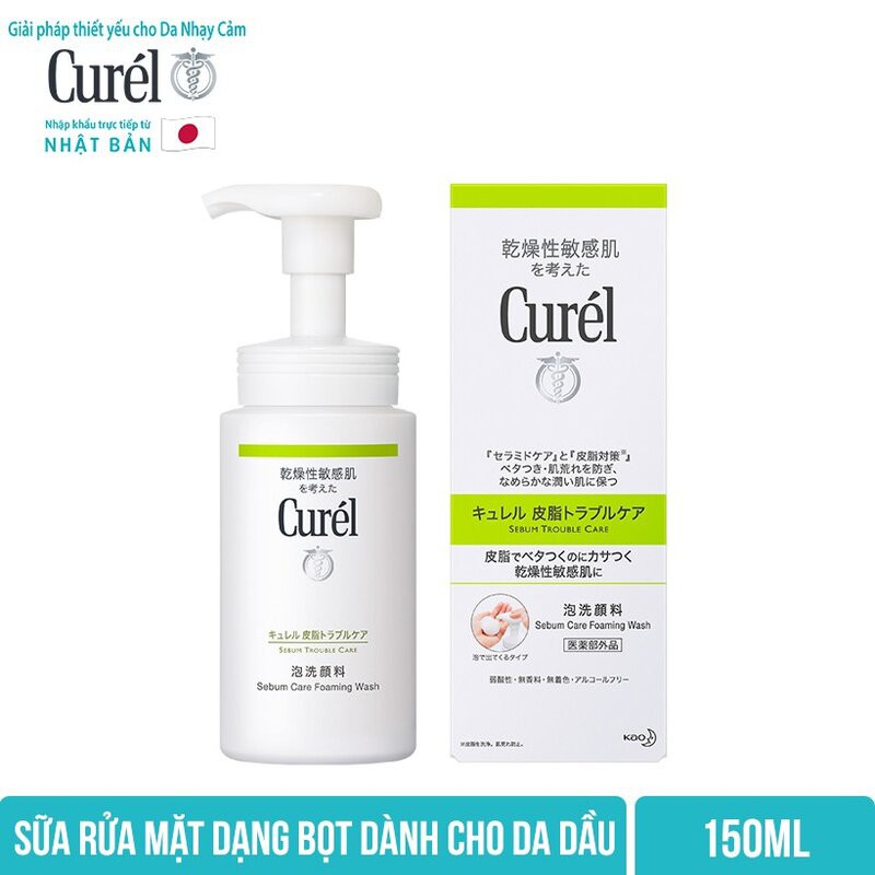 Sữa Rửa Mặt Curél Sebum Trouble Care Sebum Care Foaming Wash Dạng Bọt Cho Da Dầu 150ml