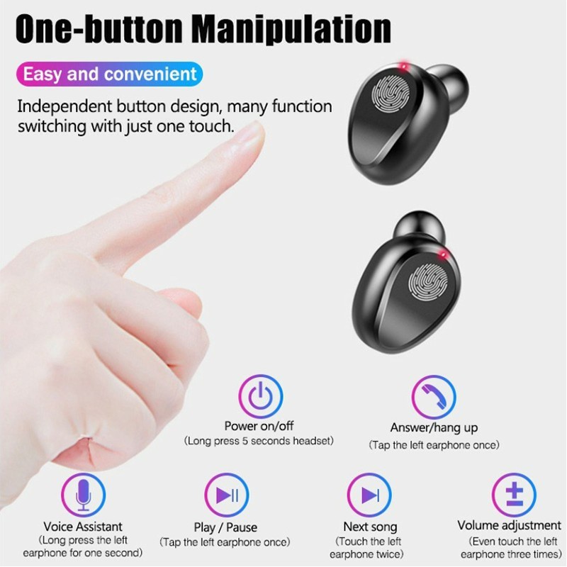 SUNhai Tai Nghe Bluetooth 5.0 Amoi F9 Không Dây True Bản không thấm nước Quốc Tế Nút Cảm Ứng ​Kiêm Sạc Pin Dự Phòng | BigBuy360 - bigbuy360.vn