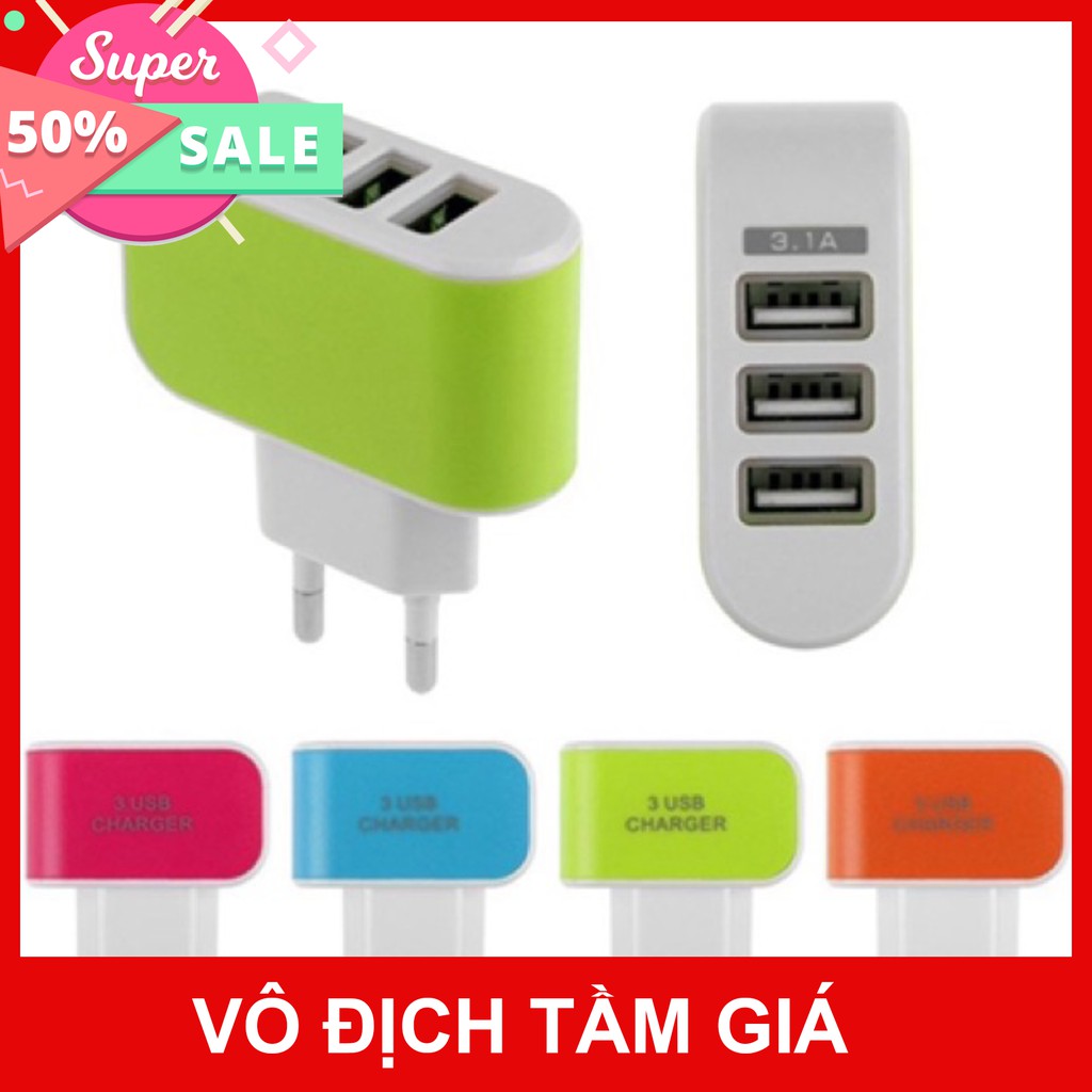 CỦ SẠC ĐA NĂNG ❤️FREESHIP❤️ Củ sạc 3 Cổng USB (Bảo hành 1 tháng)  giảm giá 50% mua ngay nhanh tay [FREESHIP] [Mã FASHION