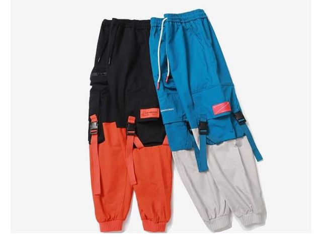 Quần kaki túi hộp phối thời trang đường phố Nam Nữ