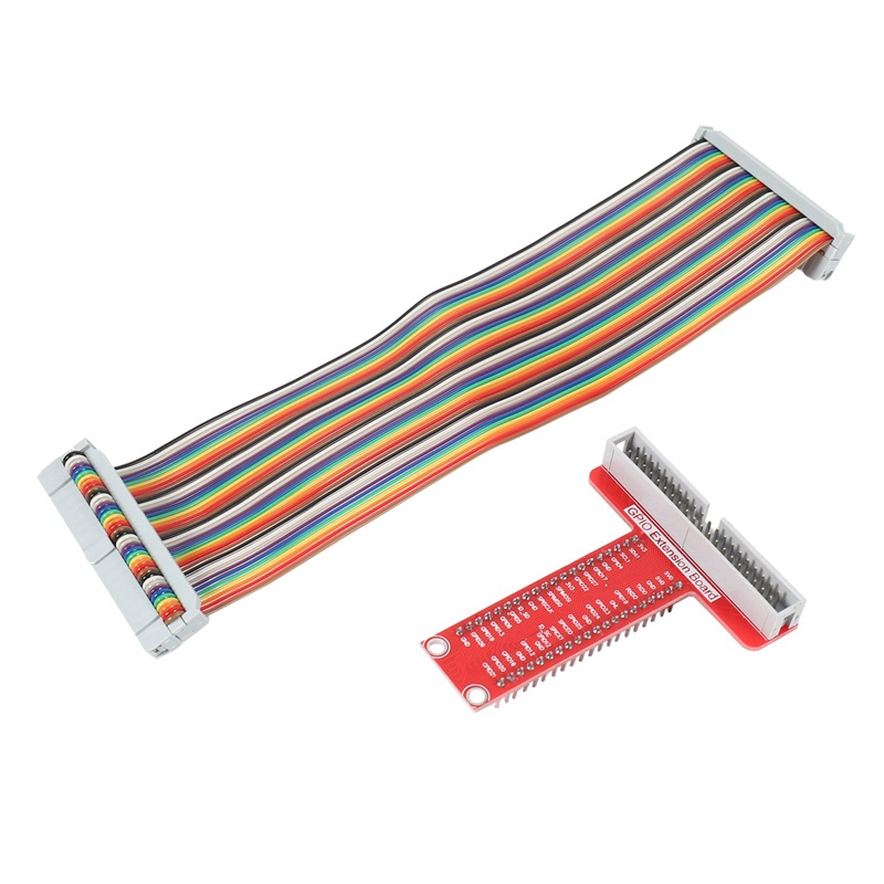 RPi GPIO Breakout Expansion Board + Ribbon Cable + Assembled T Type GPIO Adapter 20cm FC40 40pin Flat Ribbon Cable for Raspberry Pi 3 2 el B & B+ SC05