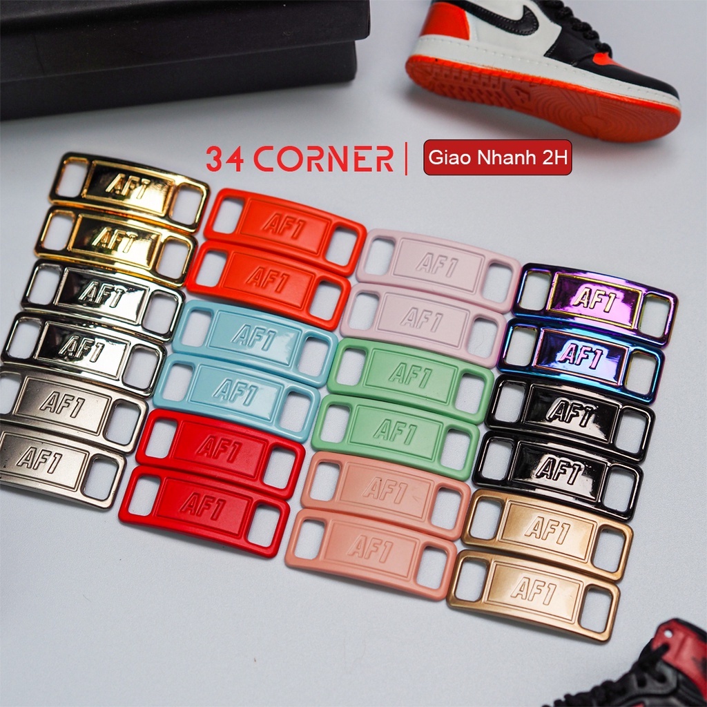 Phụ Kiện Giày Af1 Custom, Lacetags AF1 Sneaker Kim Loại Cao Cấp 34 Corner