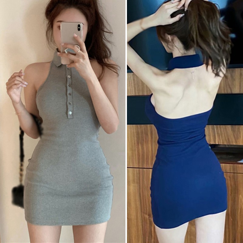 Đầm Ôm Không Tay Màu Trơn Gợi Cảm Cho Nữ