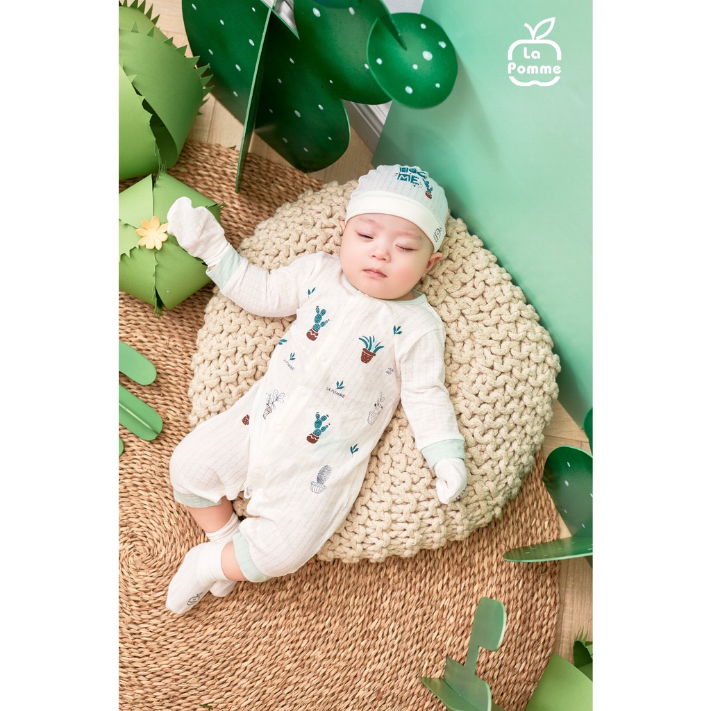[CHÍNH HÃNG] Mũ sơ sinh xương rồng trắng/mint H045 La Pomme