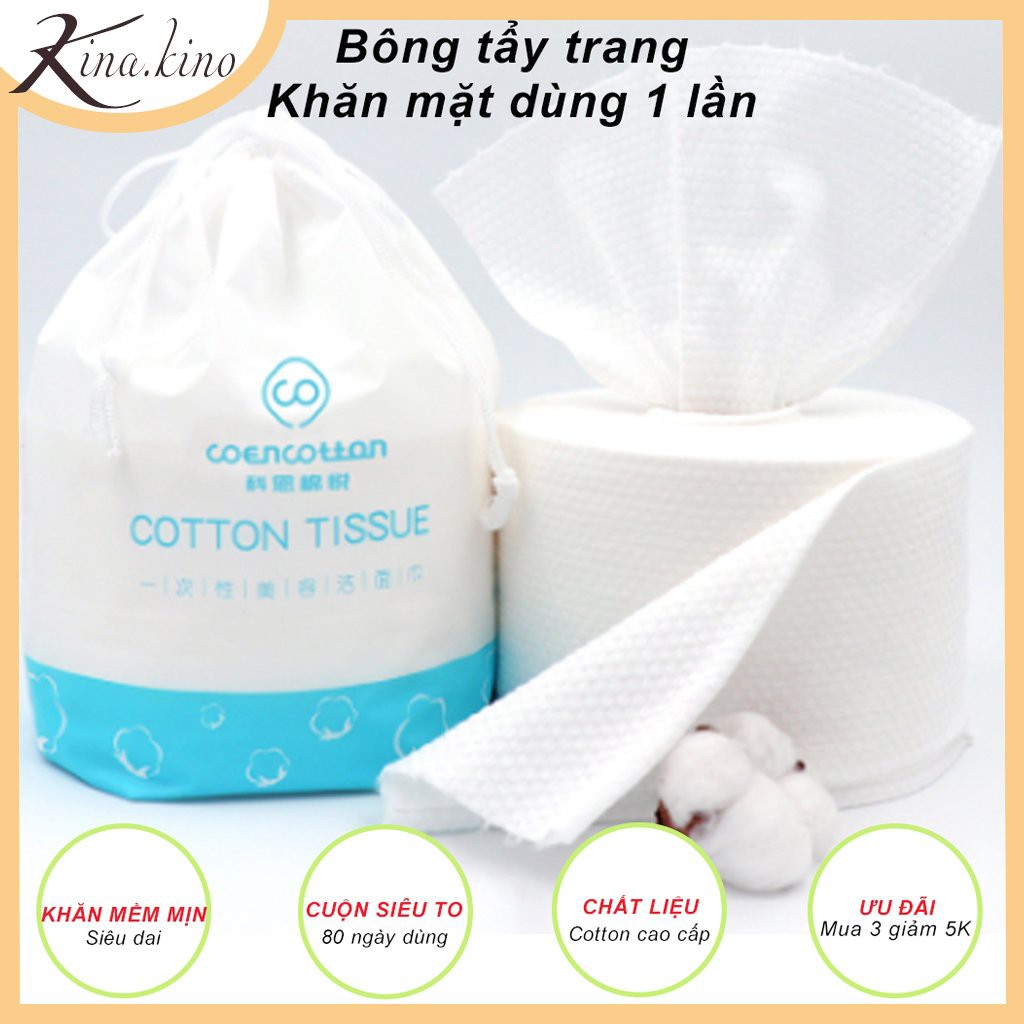 Khăn bông tẩy trang, khăn mặt dùng 1 lần lau khô lau ướt siêu tiện lợi- Kinakino phukienlamdep