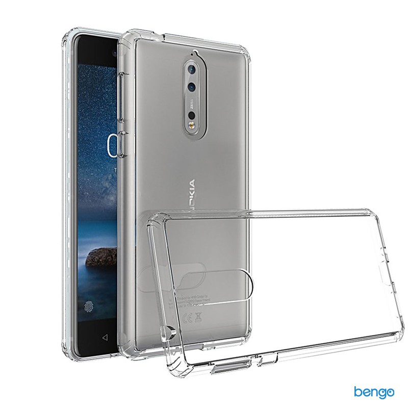 Ốp lưng Nokia 8 trong suốt viền nhựa dẻo nhiều màu