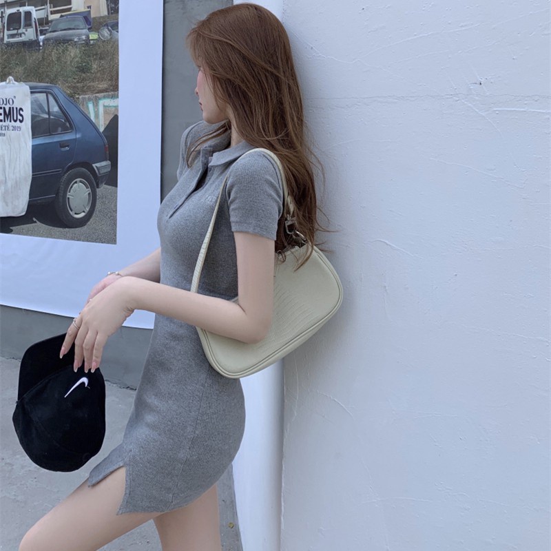 [MURIOKI] Đầm Dệt Kim Ôm Dáng Co Giãn Phong Cách Hàn Quốc Gợi Cảm Cho Nữ đầm len thêu đầm ôm body đầm thun co giãn