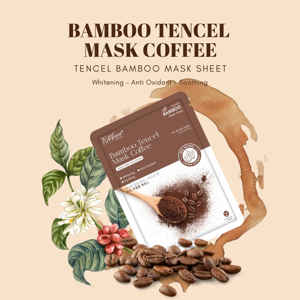 Mặt Nạ Dưỡng Da Bamboo Tencel Mian Chiết Xuất Từ Cà Phê