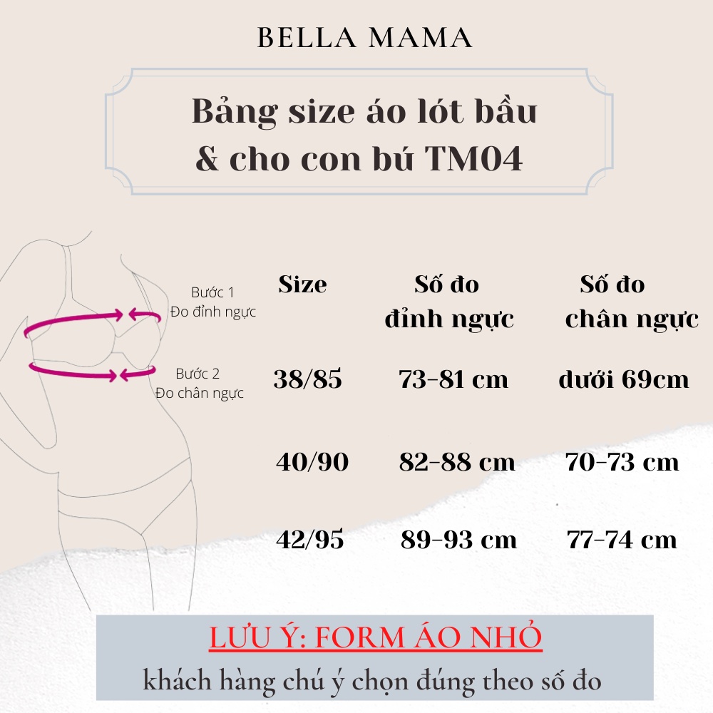 Áo ngực bầu áo lót sau sinh cho con bú không gọng nâng ngực chống chảy xệ mở cúc tiện lợi Bella Mama TM04