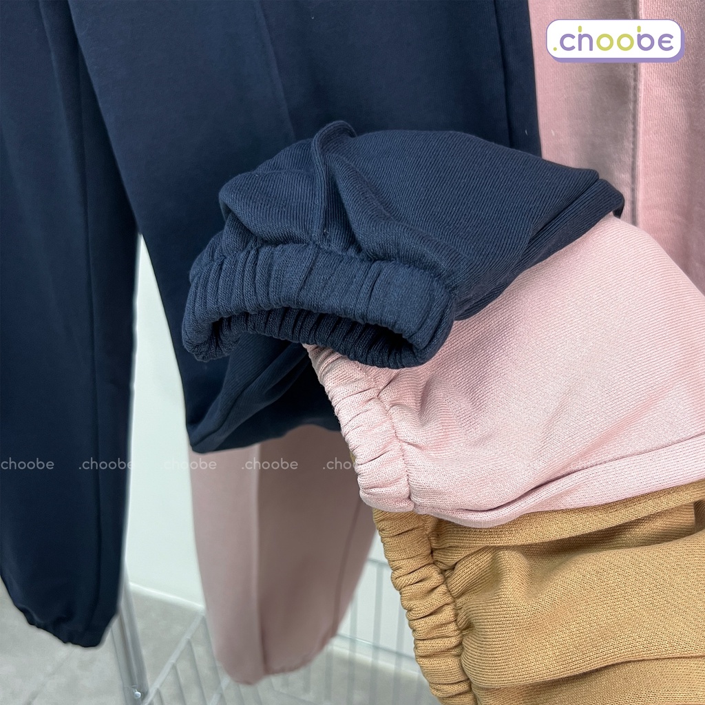 Quần jogger nữ Choobe bom unisex kiểu gân dây rút vải dày dặn ống rộng bo gấu dáng dài cạp chun thể thao tập gym Q52