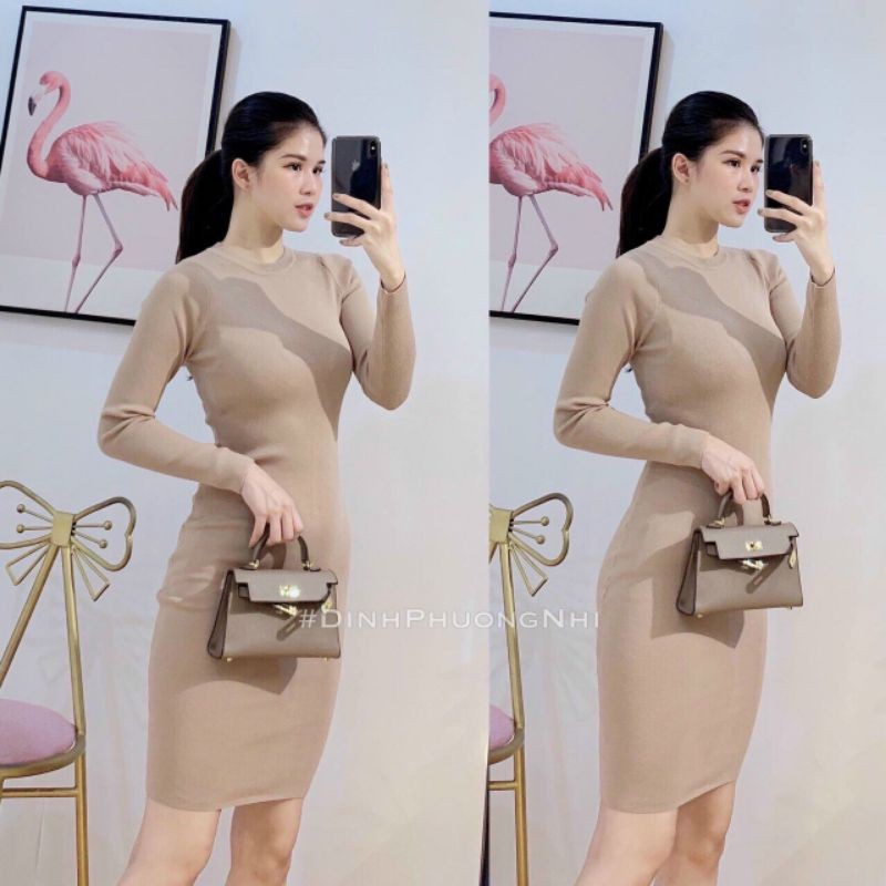 Váy len body dài tay cổ tròn dáng dài hot hit QC HÀNG SẴN | BigBuy360 - bigbuy360.vn