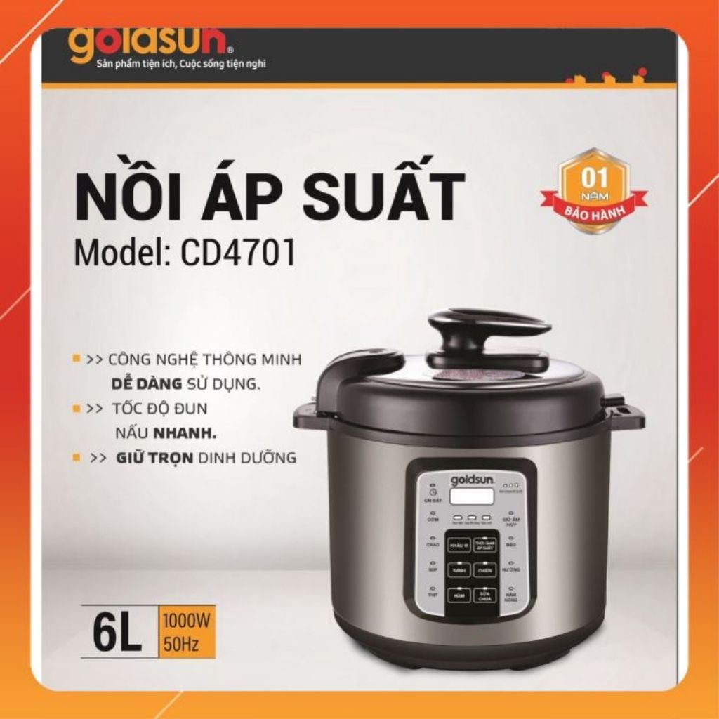 Nồi áp suất điện đa năng GOLDSUN CD4701 Thương hiệu VN Bảo hành 12 tháng