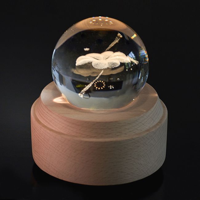 Hộp nhạc quả cầu pha lê 3D Cỏ 4 lá/ dải thiên hà kèm hộp quà tặng lưu niệm, sinh nhật cao cấp