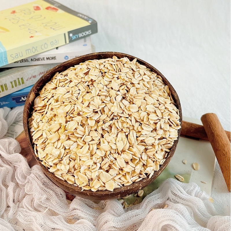 Yến mạch cán dẹt Davinut giảm cân Úc, ngũ cốc oats hữu cơ nguyên cám ăn kiêng, dinh dưỡng cho bé ăn dặm