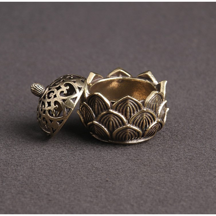 Thác khói trầm hương mini 🎁FREESHIP 🎁 Thác khói bằng đồng hình đôi tay đỡ bông hoa sen - Lư Trầm