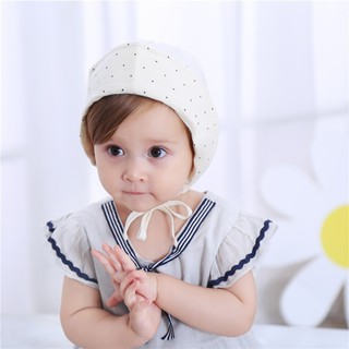 Mũ cotton chấm bi dễ thương cho bé gái