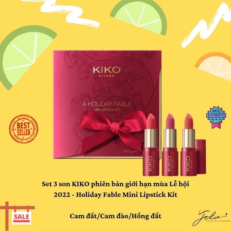 (BILL UK) Set 3 son KIKO phiên bản giới hạn mùa Lễ hội 2022 - Holiday Fable Mini Lipstick Kit