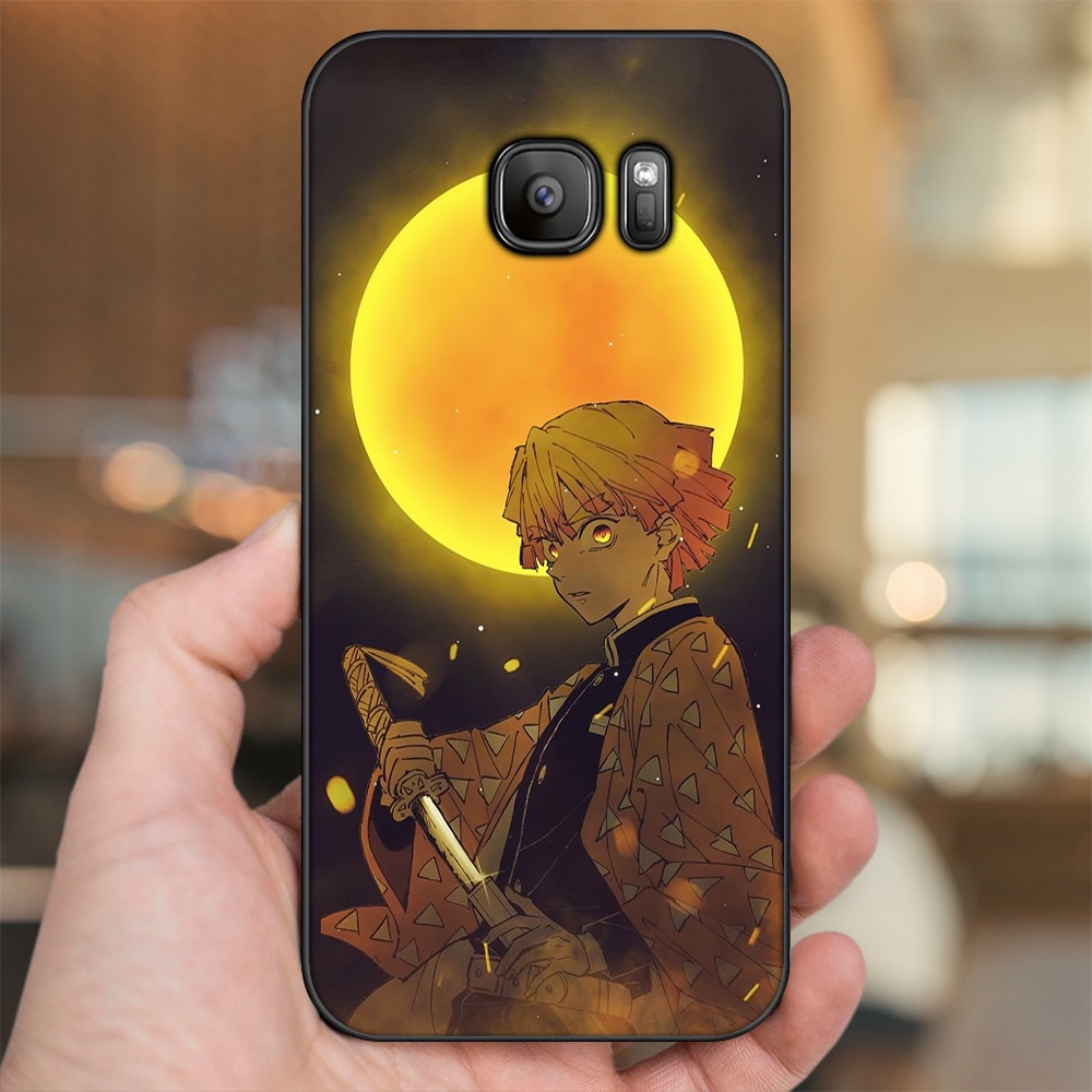 Ốp lưng Samsung S6, S6 Edge, S6 Edge Plus, S7, S7 Edge viền đen in hình Zenitsu Kimetsu no Yaiba