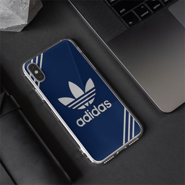 Ốp lưng logo ADIDAS trắng xanh 3 sọc ghi cho Iphone 5 6 7 8 Plus 11 12 Pro Max X Xr ADIPOD00094