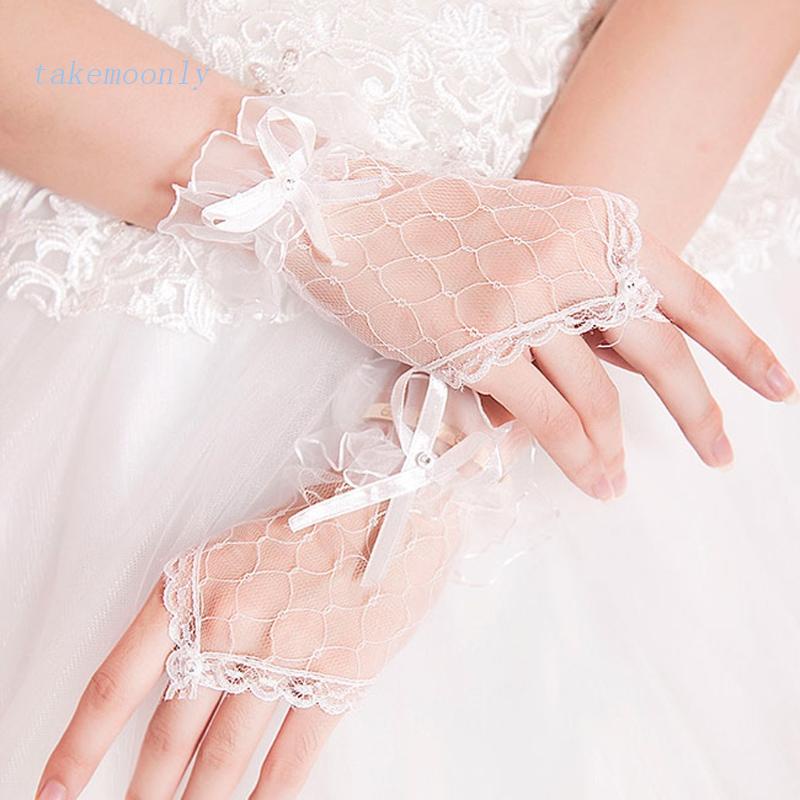 Găng Tay Ren Ngắn Hở Ngón Thanh Lịch Cho Nữ