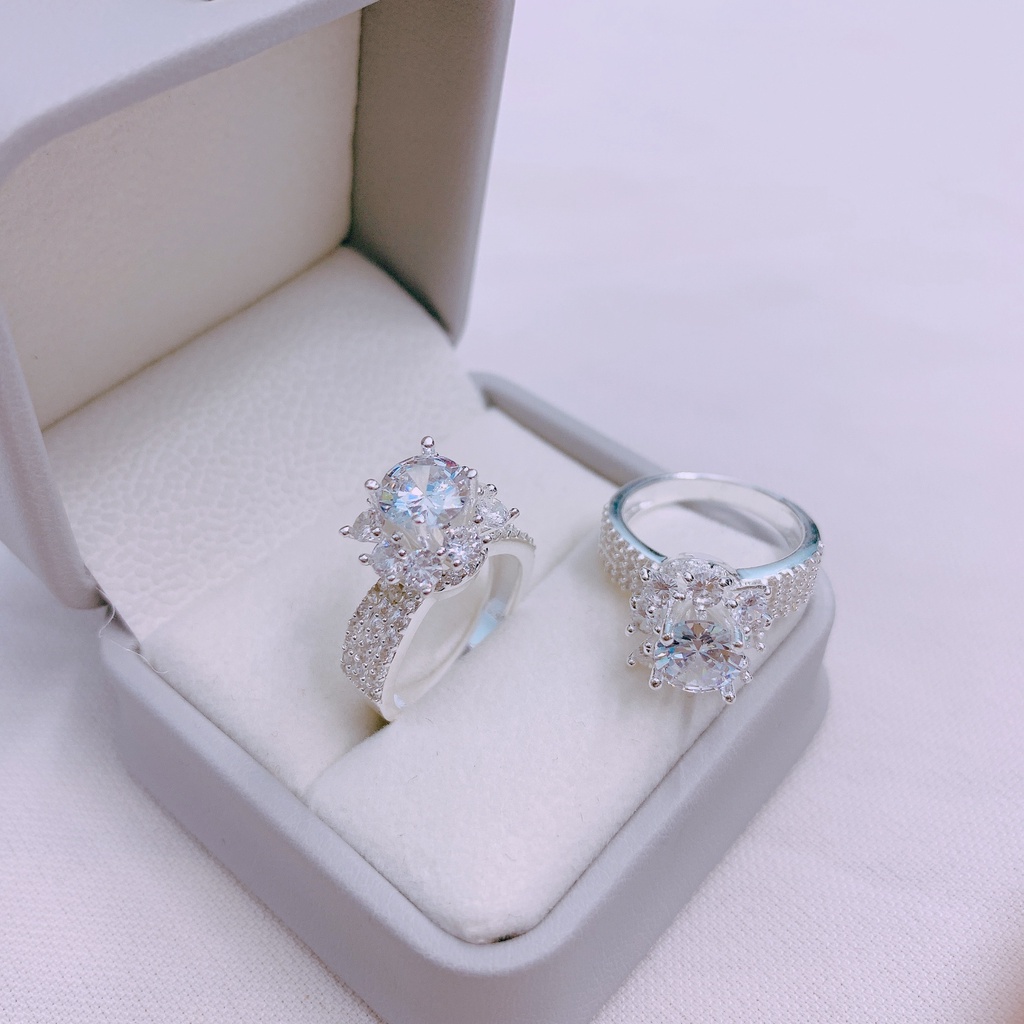 Nhẫn nữ bạc thật mặt đá cao mẫu mới sang trọng - Kho sỉ bạc Nhất Linh