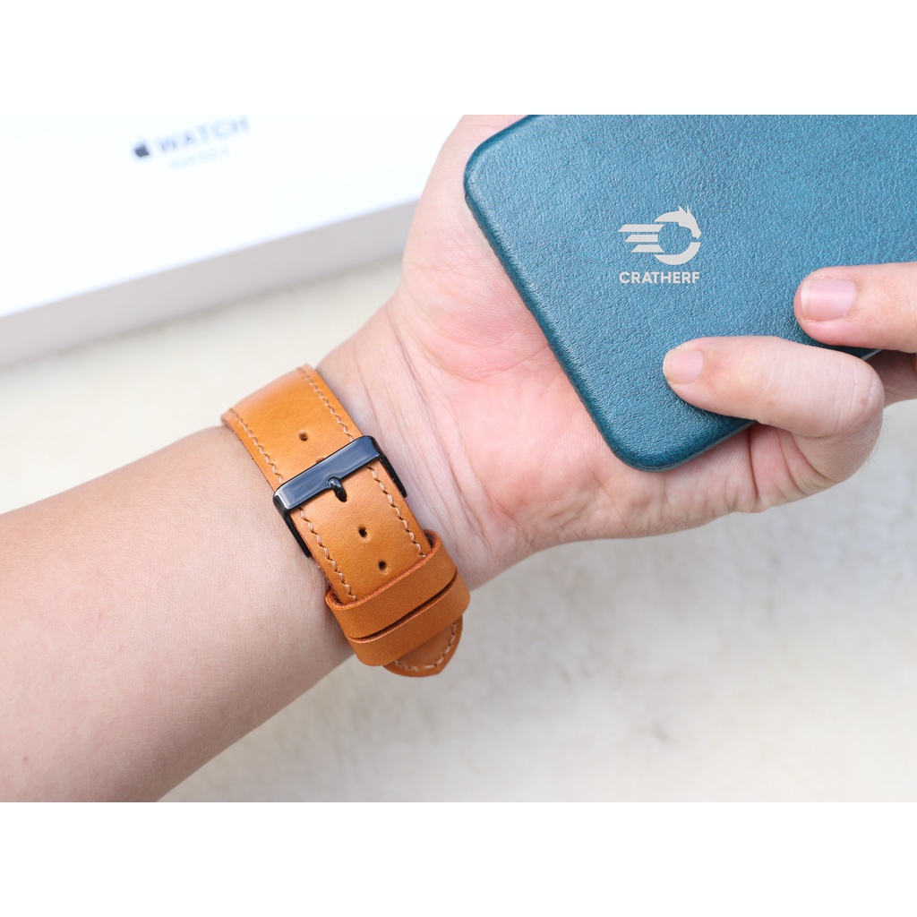 Dây da Handmade cho đồng hồ thông minh AW Da Bò Pullup Khóa Thép 316L Dành Cho Series SE 7| 6 | 5 | 4 | 3 | 2 | 1