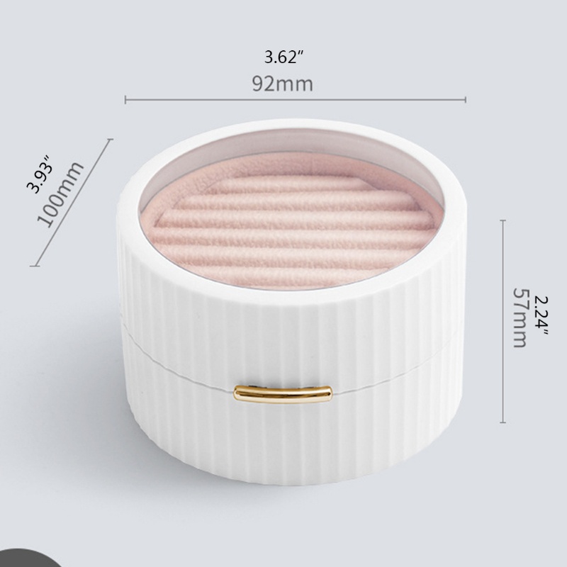 Hộp Đựng Trang Sức Hai Ngăn Hình Tròn Màu Trắng