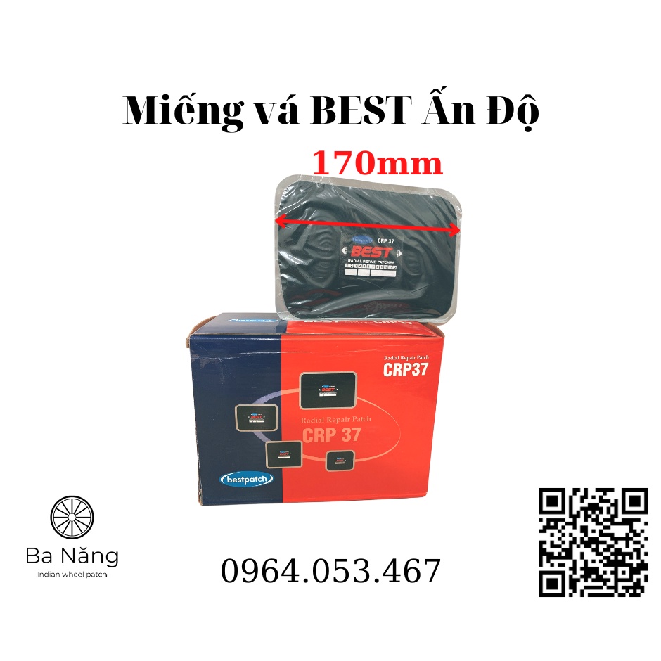 Miếng vá vỏ, vá lốp xe tải, ôtô, máy cày bố kẽm BEST (CRP 37) 170x125mm, dùng để vá LƯNG