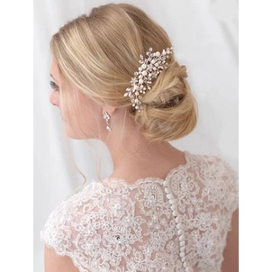 Lược Cài Tóc Hình Hoa Đính Ngọc Trai Nhân Tạo Thời Trang Cho Cô Dâu