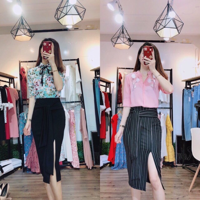 Chân váy xẻ trước đẹp lung linh