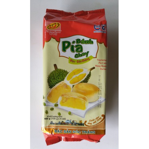 [01 CÂY - 4 CÁI PÍA] BÁNH PÍA ĐẬU SẦU RIÊNG CHAY TÂN HUÊ VIÊN 400GR và 500gr