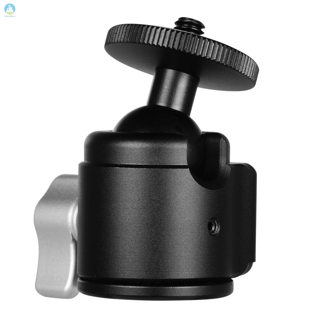 MI   Mini Aluminum Alloy Ball Head Camera Tripod Head CNC Technology 5KG Payload with Cold Shoe Mount Universal 1/4inch Screw Thread for DSLR SLR Tripod Mounting