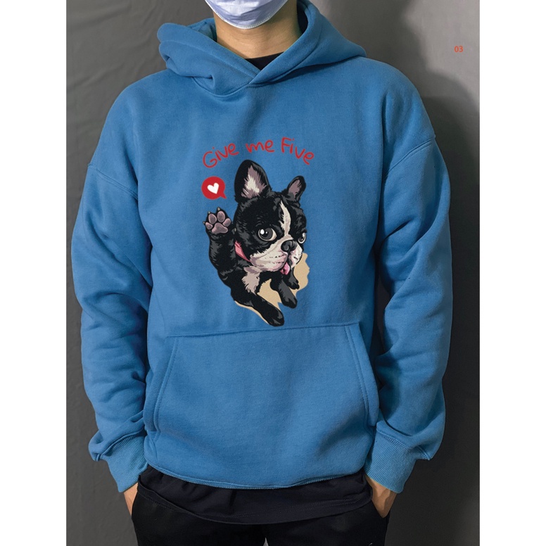 Áo Hoodie Unisex đôi form rộng nam nữ Give Me Five vải Nỉ Bông -TDA03