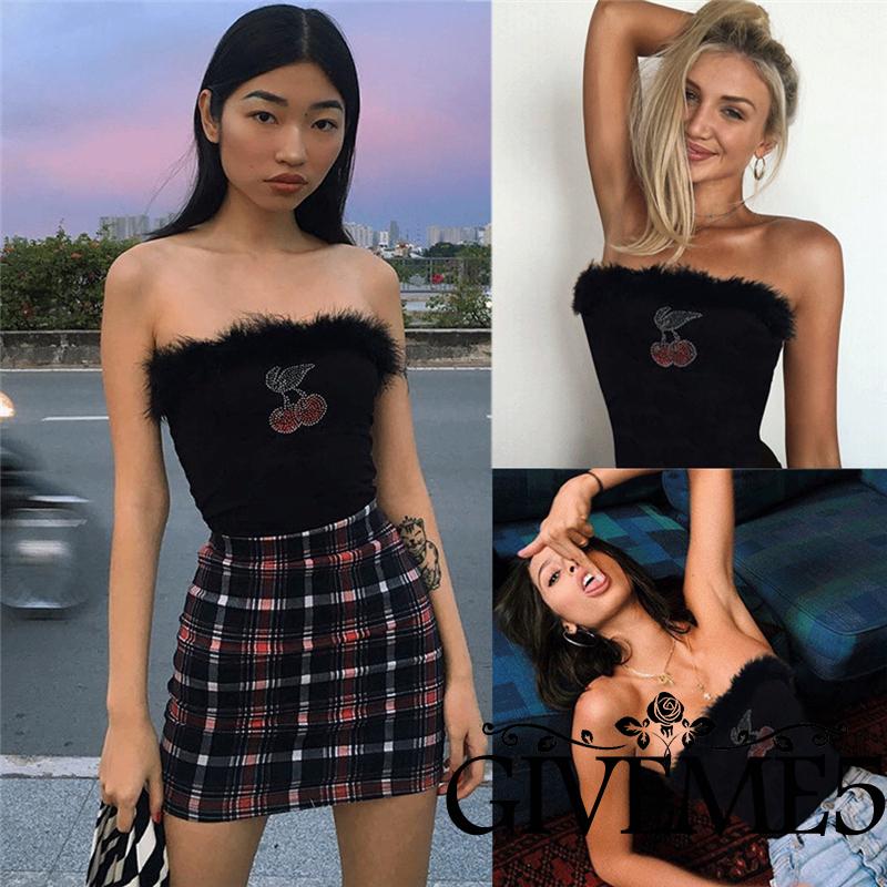 Áo Lửng Cúp Ngực In Họa Tiết Quả Cherry Quyến Rũ Dành Cho Nữ