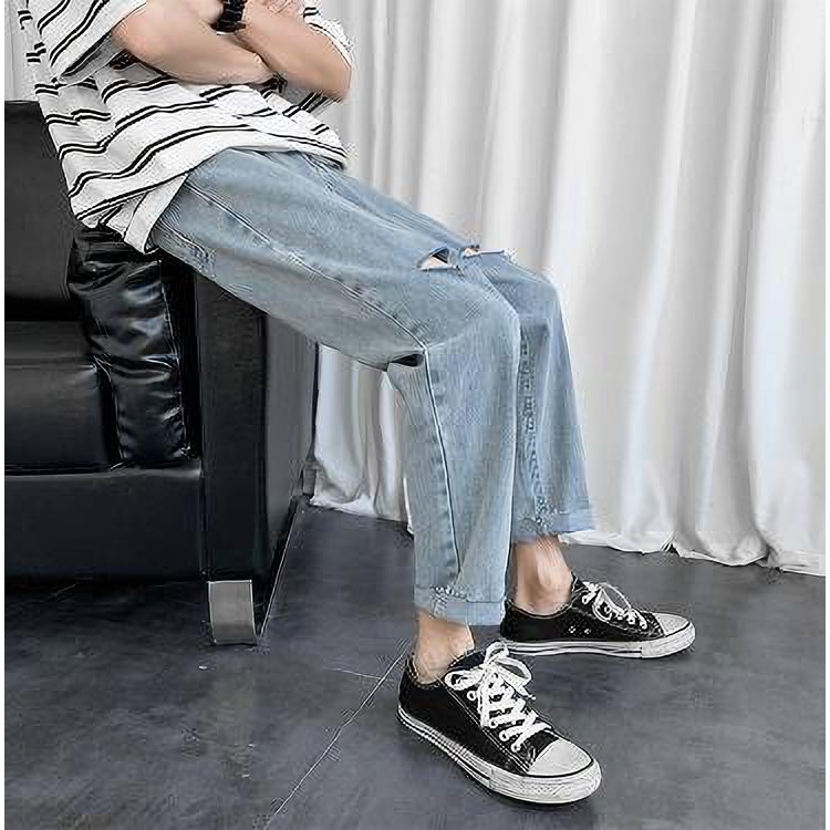 Baggy Jean quần baggy nam Jean dáng Suông Ống Rộng [Rách Gối] Hotrend 2021 tại Men's_Clothing_Store