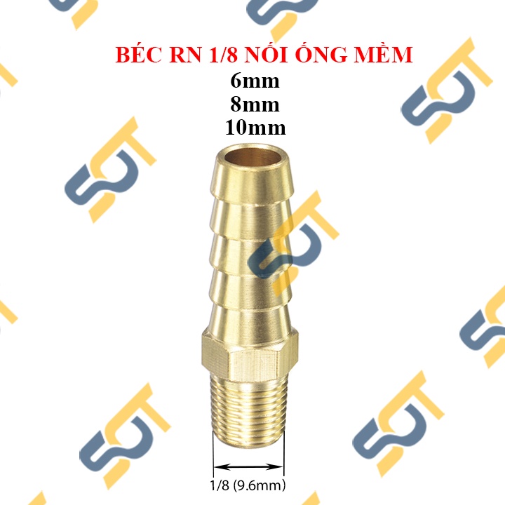 [SALE SỐC] Đầu nối đuôi chuột, búp RN nối ống PU, ren ngoài 1/8 (9.6) đuôi chuột nối ống mềm đồng thau - GIÁ RẺ