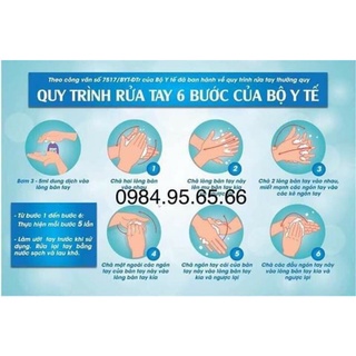 Tranh Quy trình rửa tay 6 bước đề can 60 x 80cm