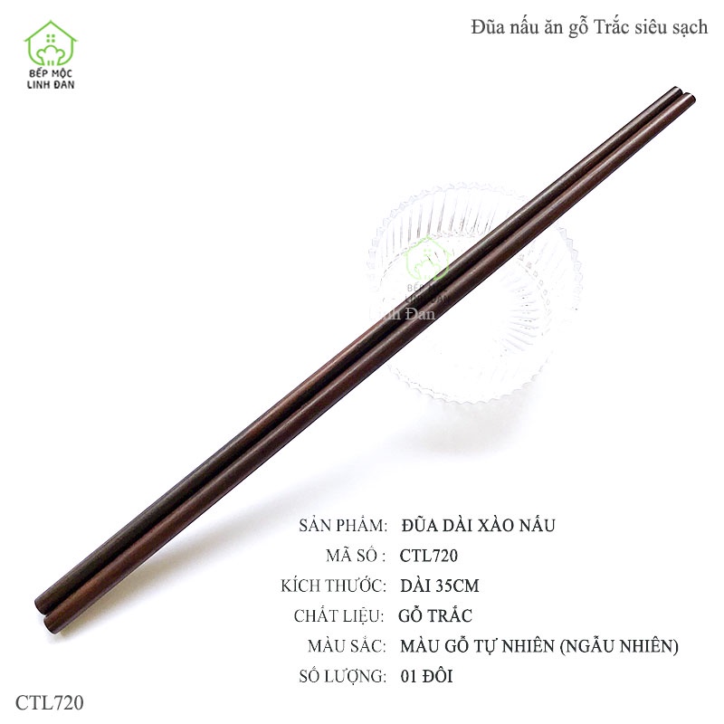 Đũa Xào Nấu Gỗ Trắc Việt Nam HAHANCO  Hàng Đẹp Siêu Sạch_01 Đôi 35cm