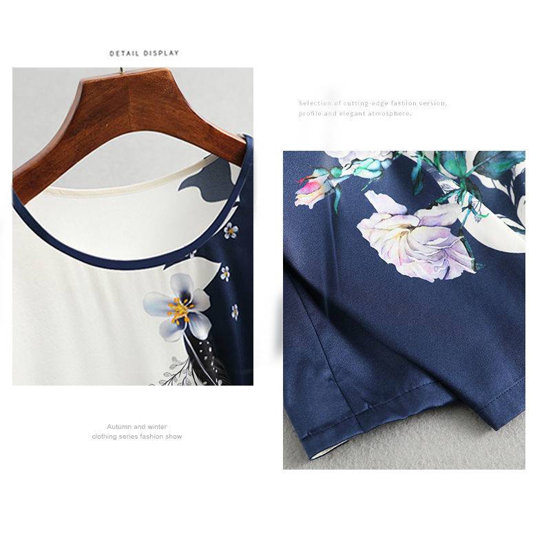 Áo thun tay ngắn in họa tiết thời trang cho phụ nữ trung niên