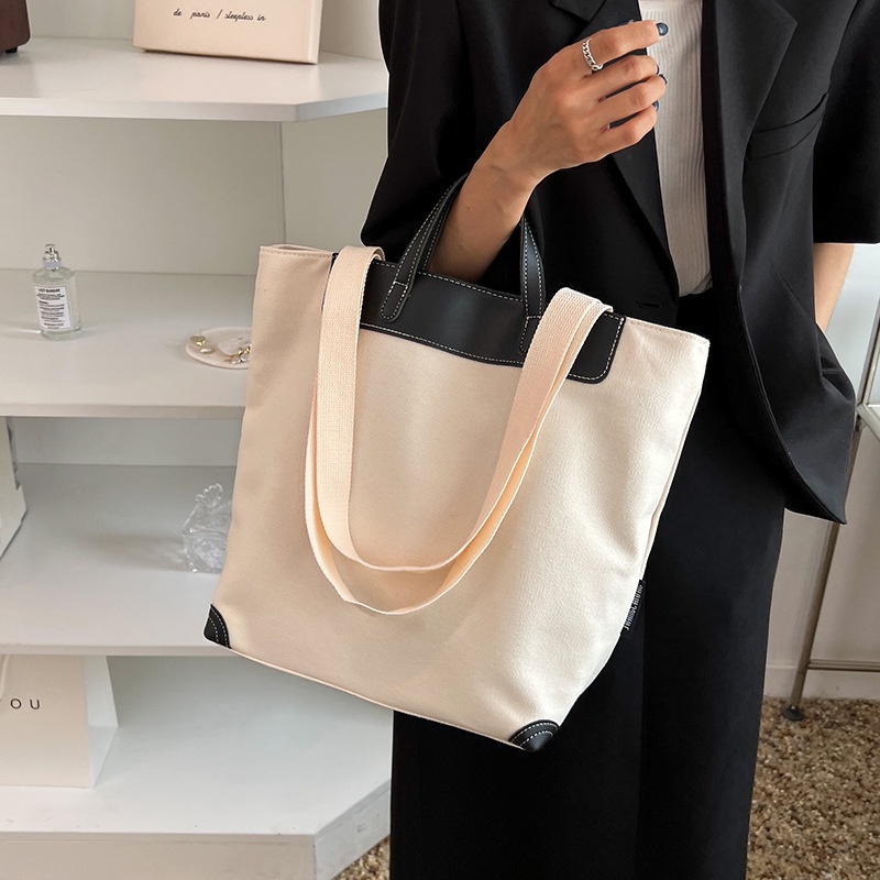 Túi Đeo Vai Vải canvas Dung Tích Lớn Đơn Giản Cho Nữ