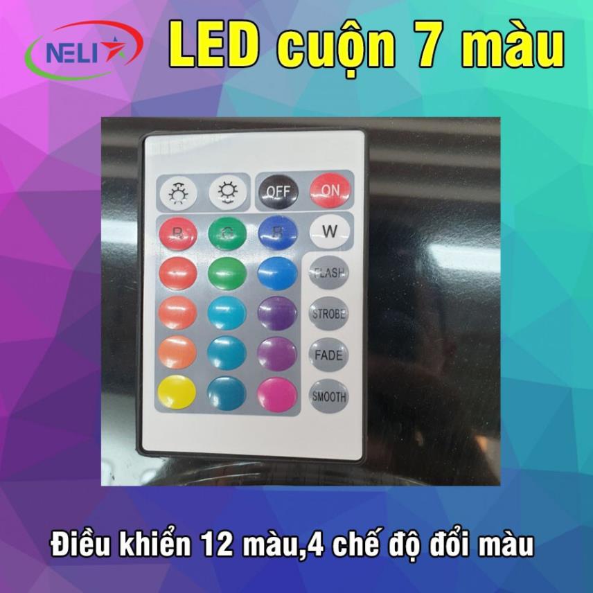 Bộ dây led cuộn 5m kèm nguồn,điều khiển loại có silicon chống nước điện 12V trang trí phòng