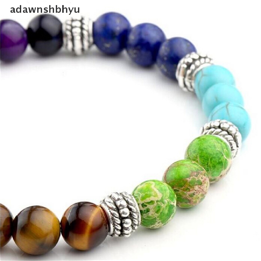 [adawnshbhyu] 1 Vòng Tay Chuỗi Hạt Đá Núi Lửa Chakra 7 Viên Cầu Nguyện Cho Nữ