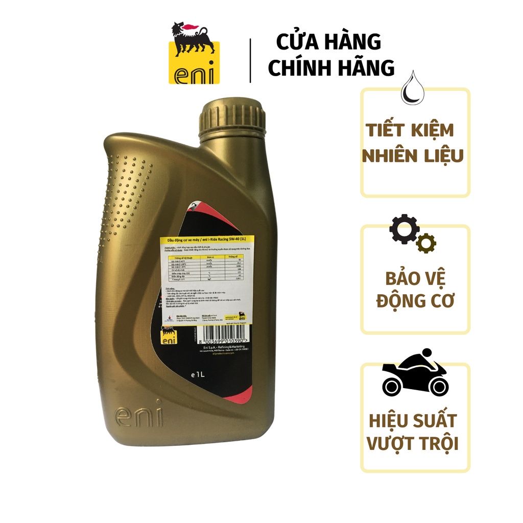 Dầu nhớt cao cấp Eni Racing 5w40( Nhập khẩu Ý) dùng cho xe côn tay, xe số (1L)